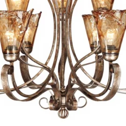 Franklin Iron Works Amber Scroll Golden Bronze Large Chandelier 35 1/2" Wide Rustic Art Glass 9-Light Fixture For Dining Room House Kitchen Island 9 Franklin Iron Works Amber Scroll Golden Bronze Large Chandelier 35 1/2" Wide Rustic Art Glass 9-Light Fixture For Dining Room House Kitchen Island -Home Decor Store GUEST 4c53efca 94f0 4f0f a59f a5ff3b84cd55