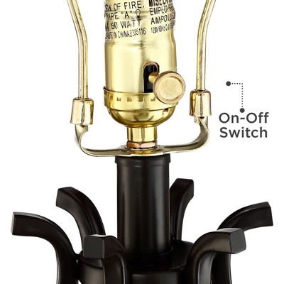 Regency Hill Hadley Industrial Table Lamps Set Of 2 26" High Bronze With AC Power Outlet Ivory Pleat Shade For Bedroom Living Room Bedside Office Desk 4 Regency Hill Hadley Industrial Table Lamps Set Of 2 26" High Bronze With AC Power Outlet Ivory Pleat Shade For Bedroom Living Room Bedside Office Desk - Image 2