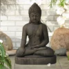 John Timberland Sitting Buddha Statue Sculpture Zen Decor Outdoor Garden Front Porch Patio Yard Outside Dark Sandstone Faux Stone Finish 29 1/2" High -Home Decor Store GUEST 4f4d7a82 e4d8 4c88 a16d 17daff5615ee