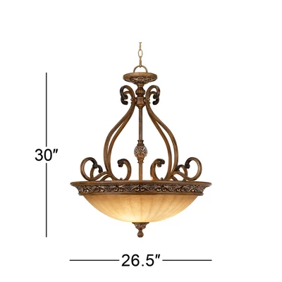 Kathy Ireland Sterling Estate Golden Bronze Pendant Chandelier 26 1/2" Wide Rustic Champagne Bowl Shade 3-Light Fixture For Dining Room Kitchen Island 8 Kathy Ireland Sterling Estate Golden Bronze Pendant Chandelier 26 1/2" Wide Rustic Champagne Bowl Shade 3-Light Fixture For Dining Room Kitchen Island - Image 6