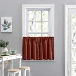 Ellis Lisa Solid Color Poly Cotton Duck Fabric Tailored Tiers 1.5" Rod Pocket Red -Home Decor Store GUEST 51d3dc4b 4f03 4ddb 99d8 781fcdb14128