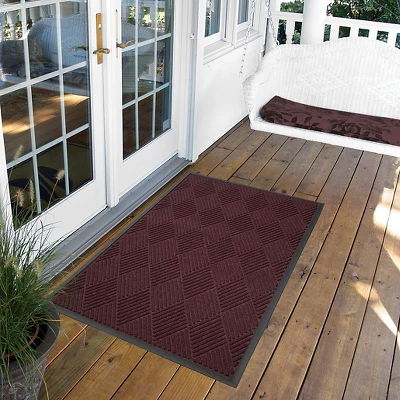 3'x5' Solid Diamond Doormat Burgundy - HomeTrax 3 3'x5' Solid Diamond Doormat Burgundy - HomeTrax