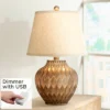 360 Lighting Accent Urn Table Lamp With USB Charging Port 22" High Warm Bronze Drum Shade For Living Room Desk Bedroom House -Home Decor Store GUEST 54de0d5f 07ea 45dd 8680 7824acc30e62