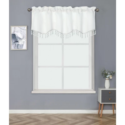 Kate Aurora Luxurious Solid Colored Scalloped Rod Pocket Window Valance With Crystal Beaded Trim 9 Kate Aurora Luxurious Solid Colored Scalloped Rod Pocket Window Valance With Crystal Beaded Trim - Image 7