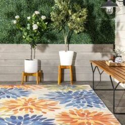 NuLOOM Rosana Floral Machine Washable Indoor/Outdoor Area Rug -Home Decor Store GUEST 5bd10033 e69f 4a5d ba45 49d9b1a65538