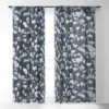 Ninola Design Watery Abstract Flowers Navy Single Panel Sheer Window Curtain - Deny Designs