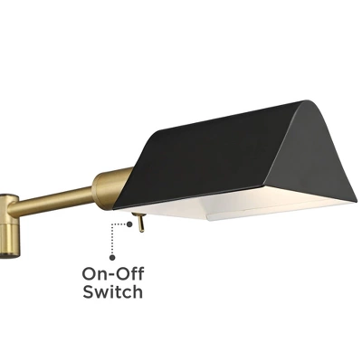 Possini Euro Design Keegan Modern Desk Lamp 24" High Warm Brass With Dual USB Charging Ports LED Adjustable Black Shade For Bedroom Living Room Desk 4 Possini Euro Design Keegan Modern Desk Lamp 24" High Warm Brass With Dual USB Charging Ports LED Adjustable Black Shade For Bedroom Living Room Desk - Image 2