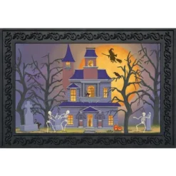 Home Decor Store 9 Briarwood Lane Haunted House Party Halloween Doormat Full Moon Indoor / Outdoor 30" X 18"