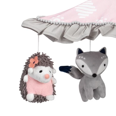 Lambs & Ivy Forever Friends Pink/Gray Woodland Owl/Fox Musical Baby Crib Mobile 4 Lambs & Ivy Forever Friends Pink/Gray Woodland Owl/Fox Musical Baby Crib Mobile - Image 2