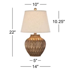 360 Lighting Accent Urn Table Lamp With USB Charging Port 22" High Warm Bronze Drum Shade For Living Room Desk Bedroom House -Home Decor Store GUEST 6e8066d4 1a20 45e1 822e 9dacd21fcc24
