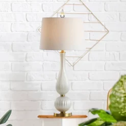 33.75" Glass Gillian Table Lamp (Includes LED Light Bulb) White - JONATHAN Y -Home Decor Store GUEST 6f961024 061a 411c 978b cf271b1899ae