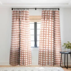 Little Arrow Design Co Watercolor Plaid Terracotta Single Panel Sheer Window Curtain - Deny Designs -Home Decor Store GUEST 701ef681 72da 42ec 938a 1d88054af88f