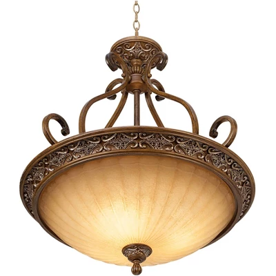 Kathy Ireland Sterling Estate Golden Bronze Pendant Chandelier 26 1/2" Wide Rustic Champagne Bowl Shade 3-Light Fixture For Dining Room Kitchen Island 7 Kathy Ireland Sterling Estate Golden Bronze Pendant Chandelier 26 1/2" Wide Rustic Champagne Bowl Shade 3-Light Fixture For Dining Room Kitchen Island - Image 5
