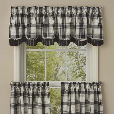 Park Designs Crossroads Lined Layered Valance - 72''L - Black 3 Park Designs Crossroads Lined Layered Valance - 72''L - Black