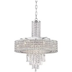 Vienna Full Spectrum Crystal Cascade Chrome Chandelier 19 1/2" Wide Modern 9-Light LED Fixture For Dining Room House Kitchen Island Entryway Bedroom -Home Decor Store GUEST 7642d1d1 4217 459d b639 cc52573f9143