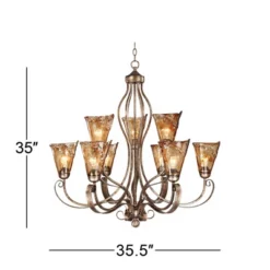 Franklin Iron Works Amber Scroll Golden Bronze Large Chandelier 35 1/2" Wide Rustic Art Glass 9-Light Fixture For Dining Room House Kitchen Island 10 Franklin Iron Works Amber Scroll Golden Bronze Large Chandelier 35 1/2" Wide Rustic Art Glass 9-Light Fixture For Dining Room House Kitchen Island -Home Decor Store GUEST 76c808b7 e002 4e29 bb7f f39c676b4866