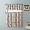 Kate Aurora Country Farmhouse Red Rooster Barn 3 Piece Kitchen Curtain Tier & Valance Set - 56 In. W X 36 In. L