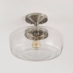 14" Marfa Glass/Iron Farmhouse Modern LED Flush Mount - JONATHAN Y -Home Decor Store GUEST 7777c8bd 258d 48d2 a435 a4e4dc9a53c6