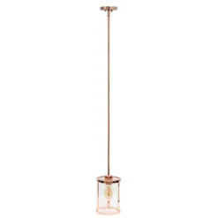 1-Light 9.25" Modern Farmhouse Adjustable Hanging Cylindrical Clear Glass Pendant Fixture With Metal Accent - Lalia Home -Home Decor Store GUEST 7b7ab915 c7b6 439b a80d fa6140293052