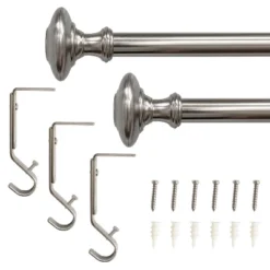 Drapery Single Rod Set Finials Traditional Brushed Nickel - Lumi Home Furnishings -Home Decor Store GUEST 7b87d038 f027 49d9 af93 39340ff947c0