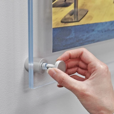 Azar Displays Floating Acrylic Wall Frame With Silver Stand Off Caps: 18" X 24" Graphic Size, Overall Frame Size: 22" X 28" 8 Azar Displays Floating Acrylic Wall Frame With Silver Stand Off Caps: 18" X 24" Graphic Size, Overall Frame Size: 22" X 28" - Image 6