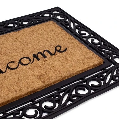 BirdRock Home Classic Welcome Brush Coir Doormat With Black Rubber Bottom - 24 Inches X 36 Inches 4 BirdRock Home Classic Welcome Brush Coir Doormat With Black Rubber Bottom - 24 Inches X 36 Inches - Image 2