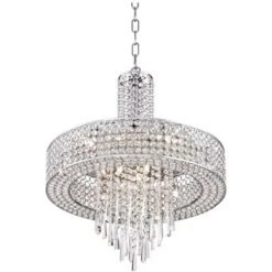 Vienna Full Spectrum Crystal Cascade Chrome Chandelier 19 1/2" Wide Modern 9-Light LED Fixture For Dining Room House Kitchen Island Entryway Bedroom -Home Decor Store GUEST 7cc93eb5 8f30 4103 bc5f 2bcaf808acc7
