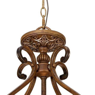 Kathy Ireland Sterling Estate Golden Bronze Pendant Chandelier 26 1/2" Wide Rustic Champagne Bowl Shade 3-Light Fixture For Dining Room Kitchen Island 5 Kathy Ireland Sterling Estate Golden Bronze Pendant Chandelier 26 1/2" Wide Rustic Champagne Bowl Shade 3-Light Fixture For Dining Room Kitchen Island - Image 3