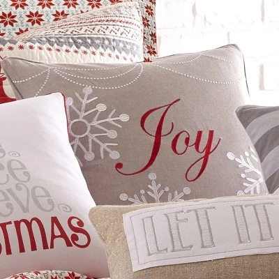 Silent Night Joy Decorative Pillow Gray - Levtex Home 3 Silent Night Joy Decorative Pillow Gray - Levtex Home