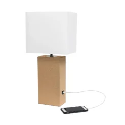 21" Lexington Leather Base Modern Home Decor Bedside Table Lamp With USB Charging Port And Fabric Shade - Lalia Home 26 21" Lexington Leather Base Modern Home Decor Bedside Table Lamp With USB Charging Port And Fabric Shade - Lalia Home -Home Decor Store GUEST 8417456c cd31 493b add8 ec6c52ea7328