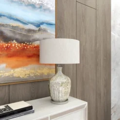 Glam Glass Table Lamp With Faux Mercury Glass Finish Silver - Olivia & May -Home Decor Store GUEST 8584aabf e961 4af2 a15d 753d1708e596