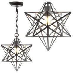 12" Stella Moravian Star Metal/Clear Glass LED Pendant - Jonathan Y -Home Decor Store GUEST 85dbeb50 172a 45a2 a25f ed3371140664