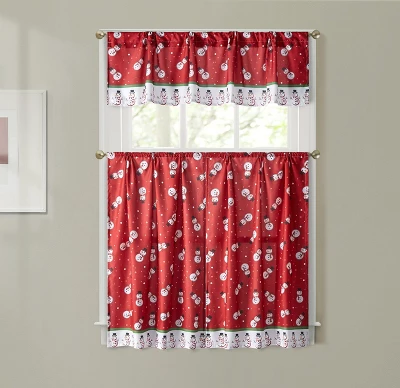 Kate Aurora Holiday Living Christmas Snowman Toss Complete 3 Pc Kitchen Curtain Tier & Valance Set - 58 In. W X 36 In. L 3 Kate Aurora Holiday Living Christmas Snowman Toss Complete 3 Pc Kitchen Curtain Tier & Valance Set - 58 In. W X 36 In. L