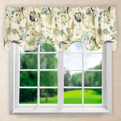 Ellis Curtain Brissac High Quality Room Darkening Solid Natural Color Lined Scallop Window Valance - (70"x17") 5 Ellis Curtain Brissac High Quality Room Darkening Solid Natural Color Lined Scallop Window Valance - (70"x17") - Image 3