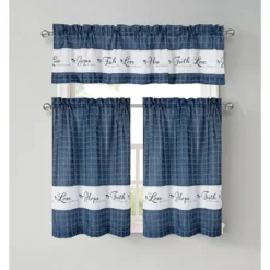 Kate Aurora Country Living Gingham Check Hope Faith Love 3 Pc Cafe Kitchen Curtain Set -Home Decor Store GUEST 88805143 d644 4a50 999e 34ed16cb6235