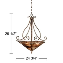 Franklin Iron Works Amber Scroll Golden Bronze Pendant Chandelier 24 3/4" Wide Rustic Art Glass Bowl 3-Light Fixture For Dining Room Kitchen Island 13 Franklin Iron Works Amber Scroll Golden Bronze Pendant Chandelier 24 3/4" Wide Rustic Art Glass Bowl 3-Light Fixture For Dining Room Kitchen Island -Home Decor Store GUEST 88e9208f d019 4405 96c3 50bee9c87493