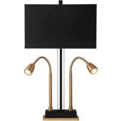 Possini Euro Design Griffin Modern Gooseneck Desk Lamp 31" Tall Gold With USB Charging Port Black Metal Rectangular Shade For Bedroom Living Room Kids -Home Decor Store GUEST 8961ed33 5970 4a22 a9a6 17f870e7a3a0