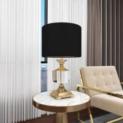 Crystal Table Lamp With Drum Shade Gold - Olivia & May -Home Decor Store GUEST 8b9552eb c882 4459 a012 4cb038c66d37