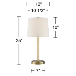 360 Lighting Camile Modern Table Lamps 25" High Set Of 2 Brass Metal With USB Charging Port Oatmeal Drum Shade For Bedroom Living Room Bedside Desk -Home Decor Store GUEST 936f4f88 f5fb 4ec0 adf7 d79ce8751edb