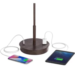 360 Lighting Modern Accent Table Lamp With USB And AC Power Outlet 23 1/2" High Bronze Fabric Drum Shade For Bedroom Living Room House Desk Bedside -Home Decor Store GUEST 943b3fba 9a98 4e8e 9706 c63e147e7fb3