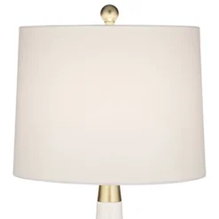 360 Lighting Nesbit Modern Mid Century Table Lamps 25" High Set Of 2 White Ceramic With USB Charging Port Drum Shade For Bedroom Living Room Bedside -Home Decor Store GUEST 94ef9369 77ae 49d4 9107 a03625e4ab90