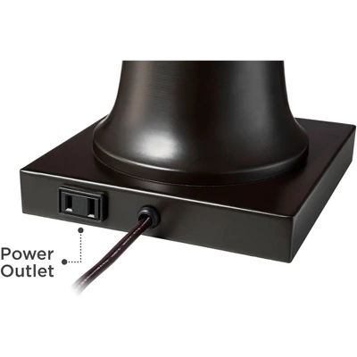 Regency Hill Hadley Industrial Table Lamps Set Of 2 26" High Bronze With AC Power Outlet Ivory Pleat Shade For Bedroom Living Room Bedside Office Desk 6 Regency Hill Hadley Industrial Table Lamps Set Of 2 26" High Bronze With AC Power Outlet Ivory Pleat Shade For Bedroom Living Room Bedside Office Desk - Image 4