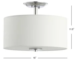 15" Marc Metal/Linen LED Semi-Flush Mount Chrome (Includes Energy Efficient Light Bulb) - JONATHAN Y -Home Decor Store GUEST 9532ed43 d4bb 4ed5 9b49 9a9a73d440db