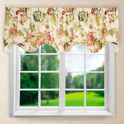 Ellis Curtain Brissac High Quality Room Darkening Solid Natural Color Lined Scallop Window Valance - (70"x17") 6 Ellis Curtain Brissac High Quality Room Darkening Solid Natural Color Lined Scallop Window Valance - (70"x17") - Image 4