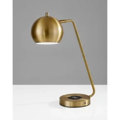 18" X 20.5" Emerson Adessocharge Desk Lamp Brass - Adesso
