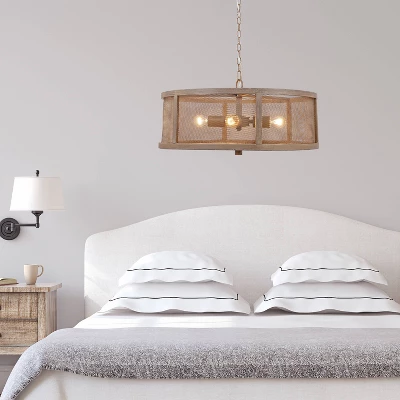 18" Metal Dixsie Caged Farmhouse Chandelier Woodgrain - River Of Goods 7 18" Metal Dixsie Caged Farmhouse Chandelier Woodgrain - River Of Goods - Image 5