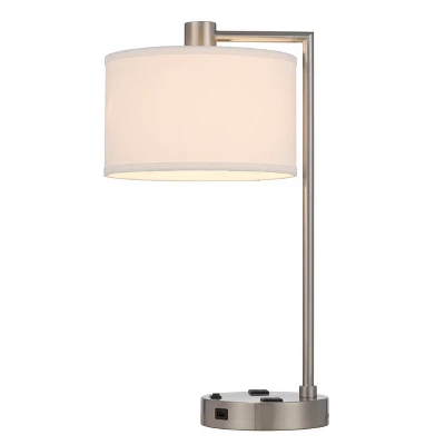 Transitional Desk Lamp With 2 Power Outlets And 2 USB Ports Brushed Steel - Cal Lighting 4 Transitional Desk Lamp With 2 Power Outlets And 2 USB Ports Brushed Steel - Cal Lighting - Image 2