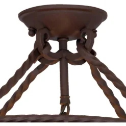 John Timberland Natural Mica Rustic Ceiling Light Semi Flush Mount Fixture 15" Wide Deep Walnut Scroll 3-Light Drum Shade For Bedroom Living Room Home -Home Decor Store GUEST 99cb8175 5130 45a8 afdf 653b162ab572