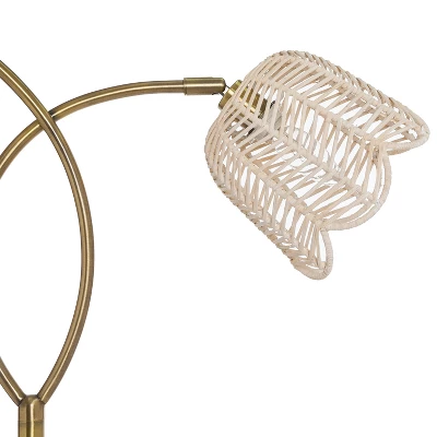 61" Meg Brushed Gold Metal Candlestick Floor Lamp With Rattan Shades - River Of Goods 9 61" Meg Brushed Gold Metal Candlestick Floor Lamp With Rattan Shades - River Of Goods - Image 7