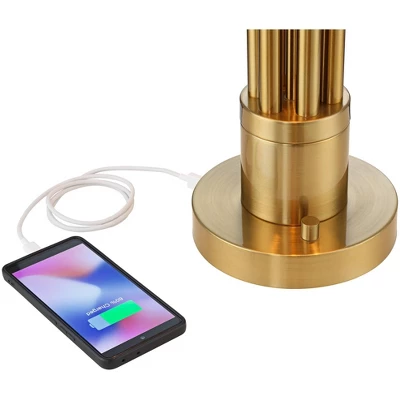 Possini Euro Design Possini Euro® Granview Desk Lamp With Glass Shade And Dual USB Ports 7 Possini Euro Design Possini Euro® Granview Desk Lamp With Glass Shade And Dual USB Ports - Image 5